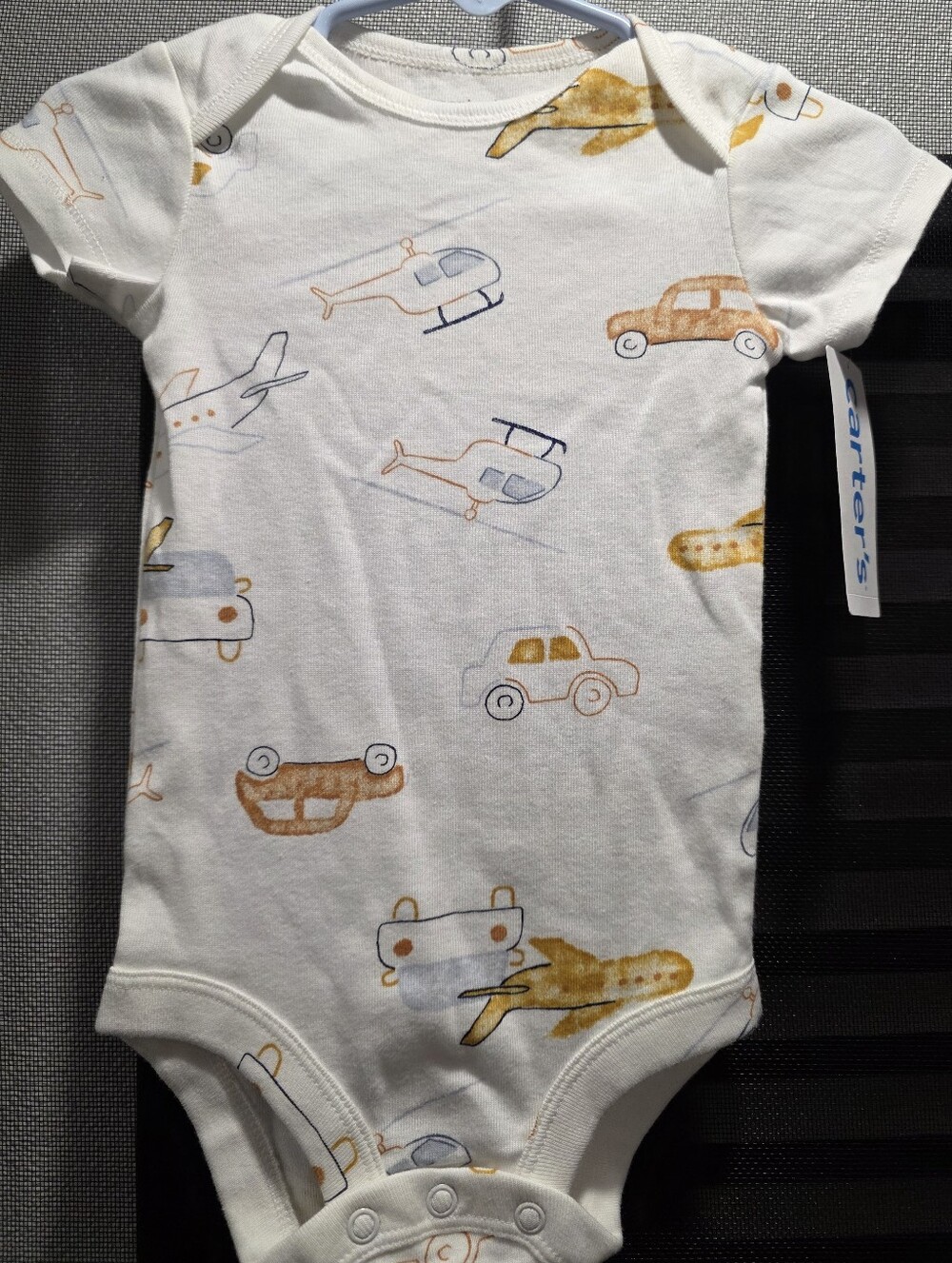 Carter's White & Multi Vehicle Print Baby One-Piece